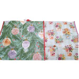 TJ Maxx Reusable Tote Bags Lot of 2 | Floral & Cat Holiday Designs